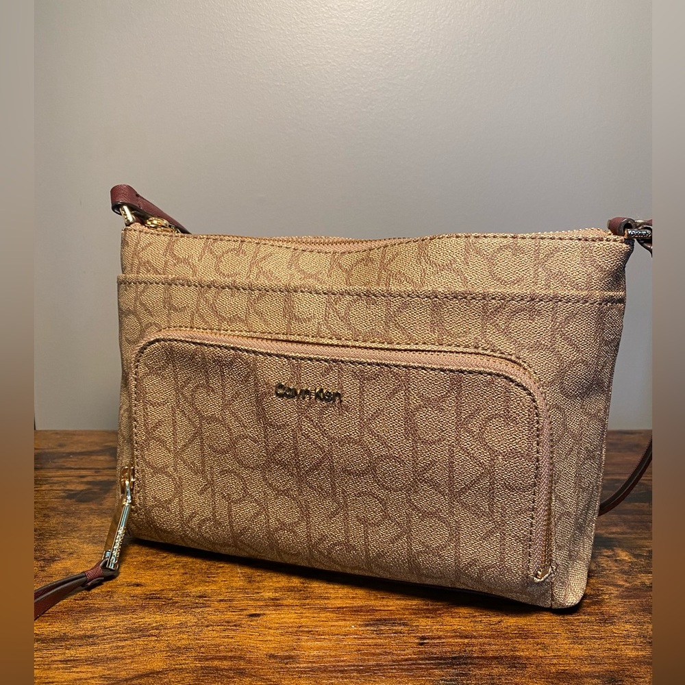 Calvin Klein Lily Crossbody with Maroon Straps